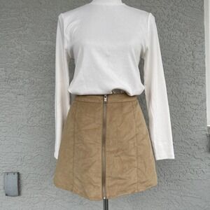 Women's Faux Suede Skirt Size 6 Mini Front Zipper Preppy by Divided H&M
